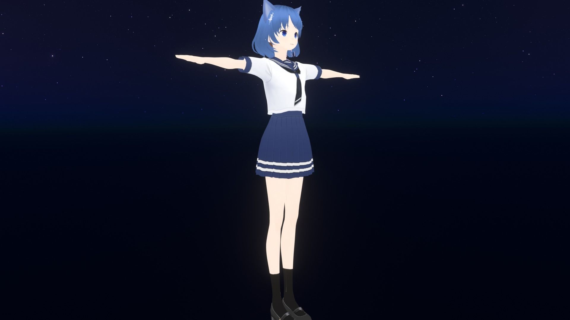 cute anime girl character - Mayumi Low-poly 3D model_4