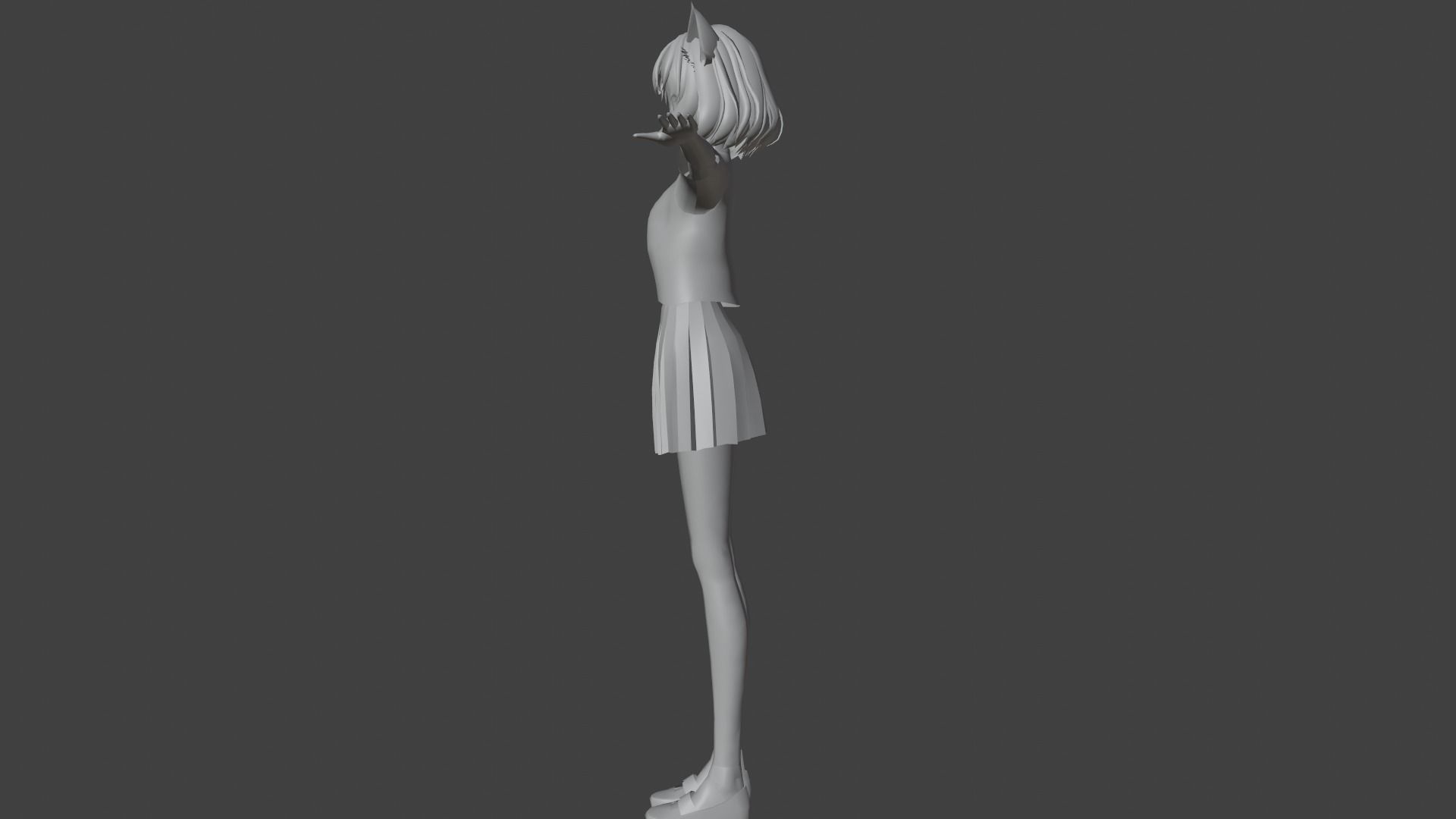 cute anime girl character - Mayumi Low-poly 3D model_10