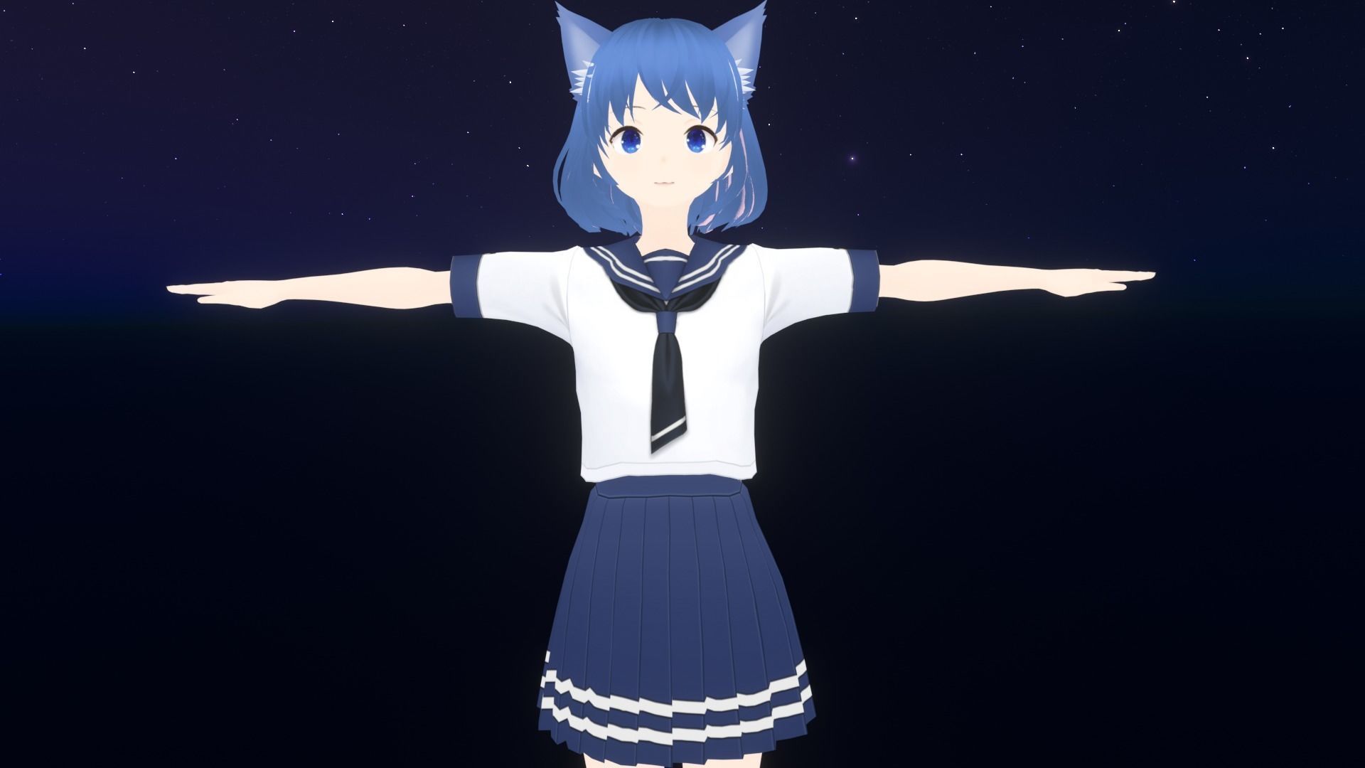 cute anime girl character - Mayumi Low-poly 3D model_1