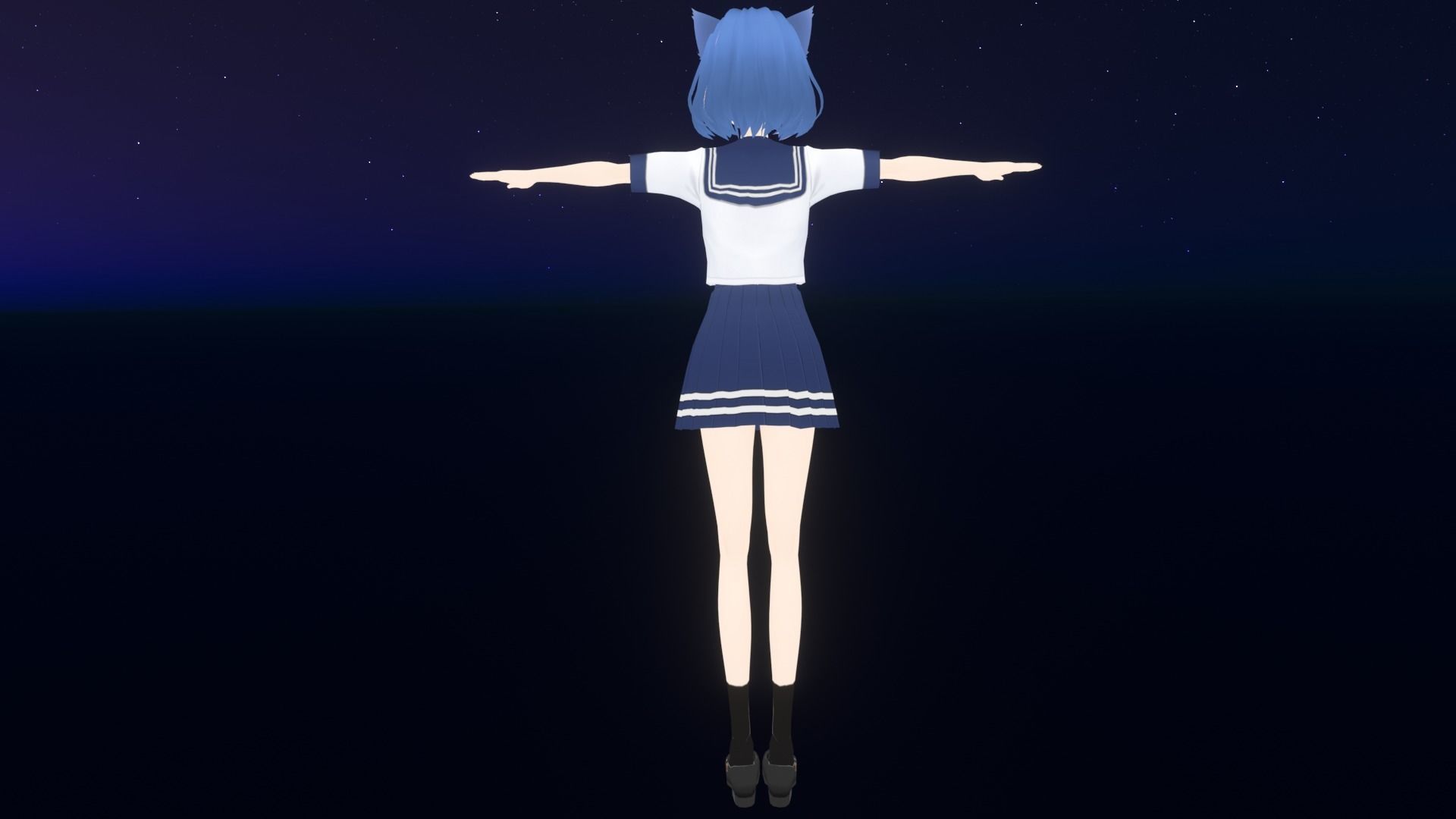 cute anime girl character - Mayumi Low-poly 3D model_6