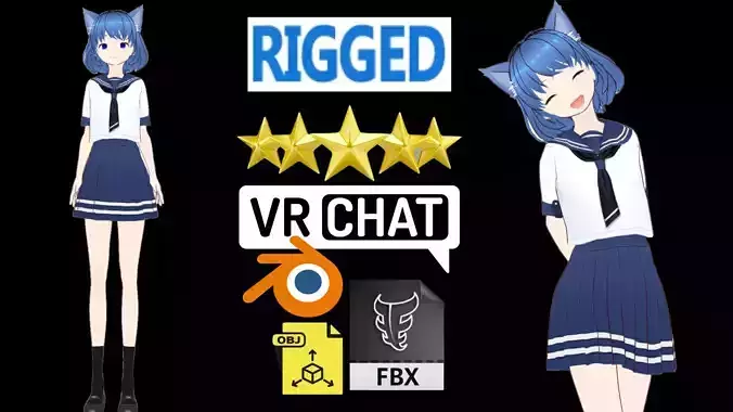 cute anime girl character - Mayumi Low-poly 3D model cute anime girl character - Mayumi Low-poly 3D model