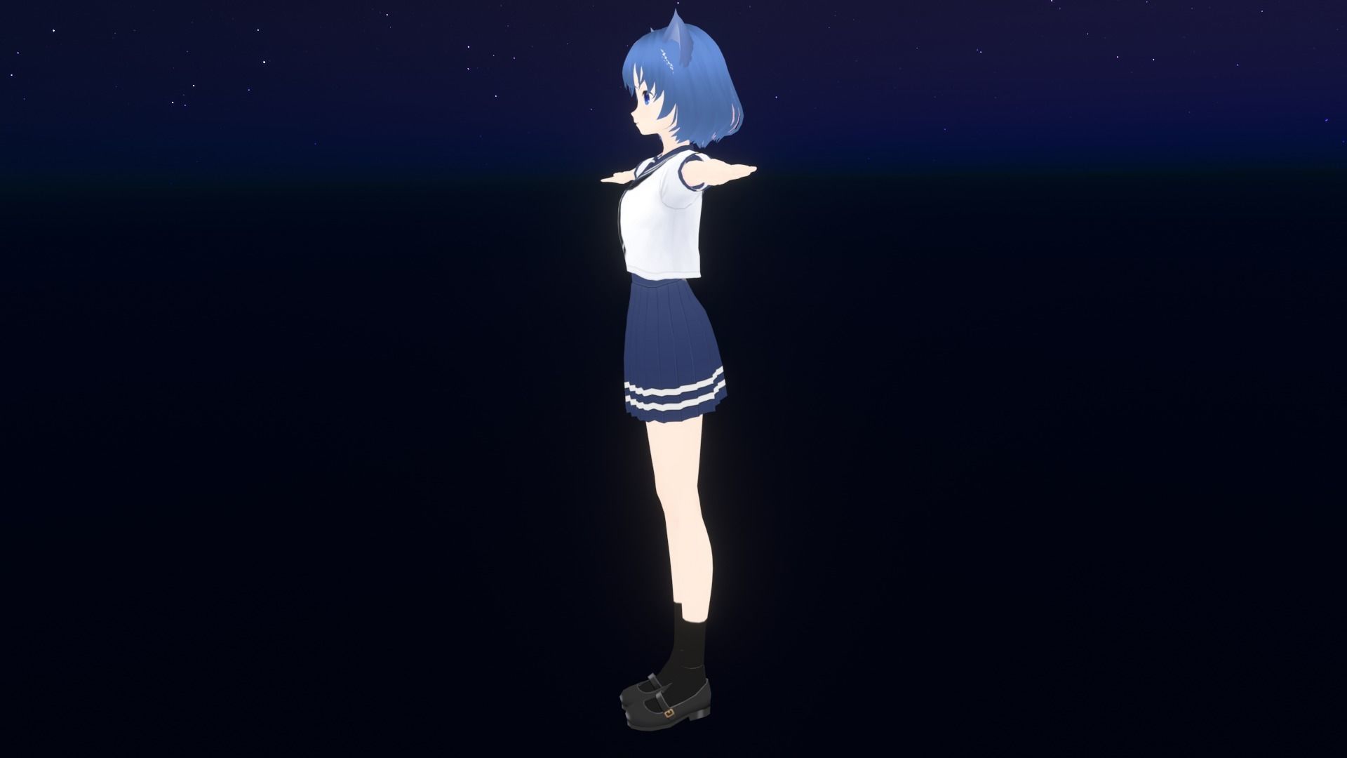 cute anime girl character - Mayumi Low-poly 3D model_5