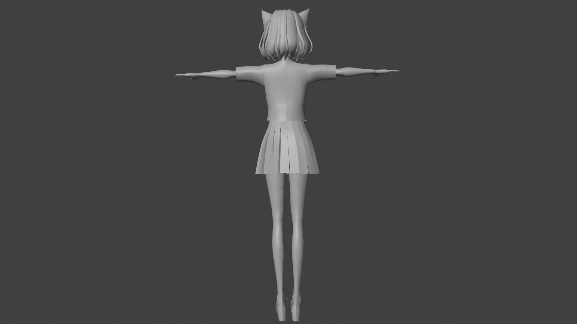 cute anime girl character - Mayumi Low-poly 3D model_11