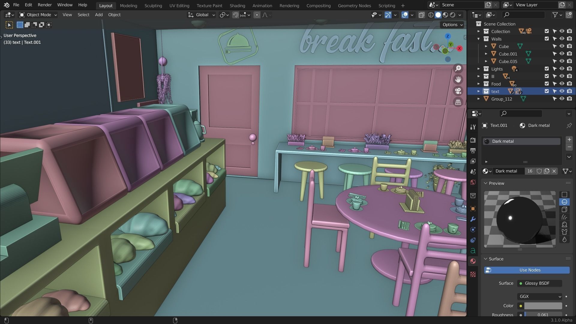 Restaurant coffee shop 3D model_16