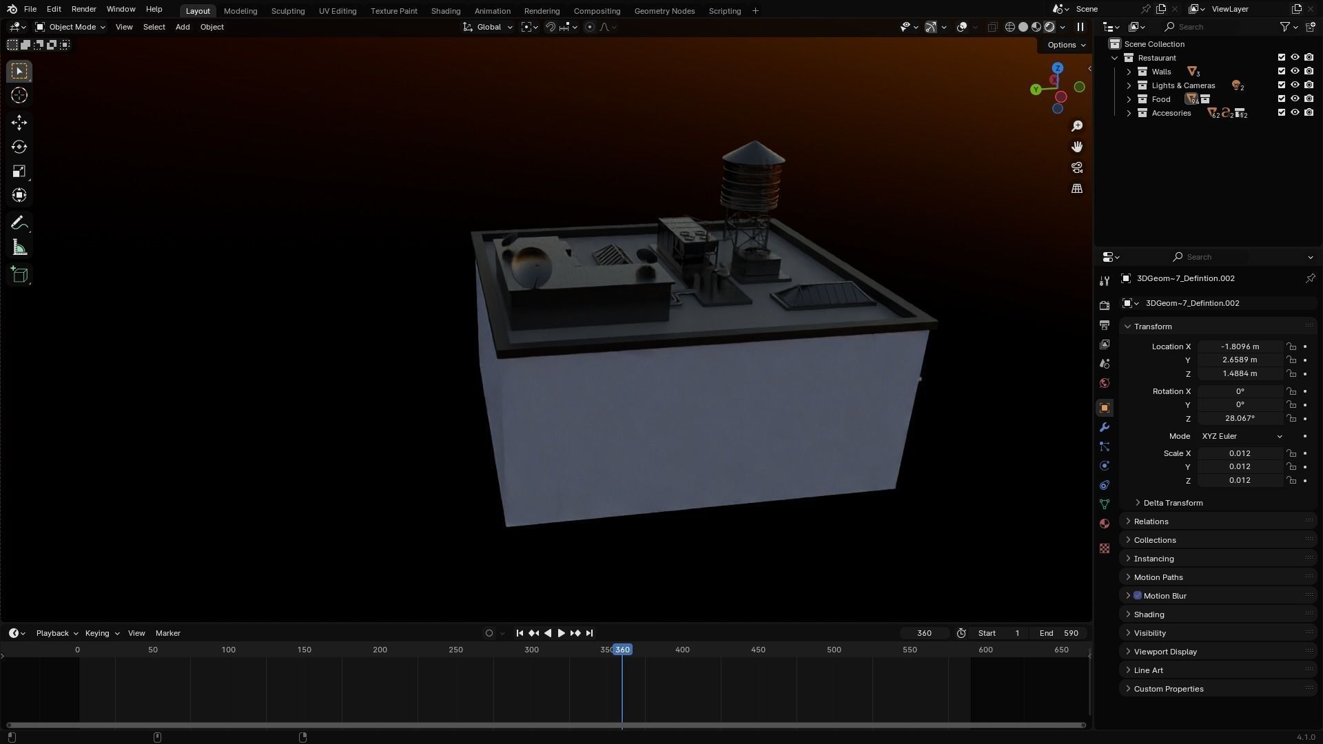 Restaurant coffee shop 3D model_5