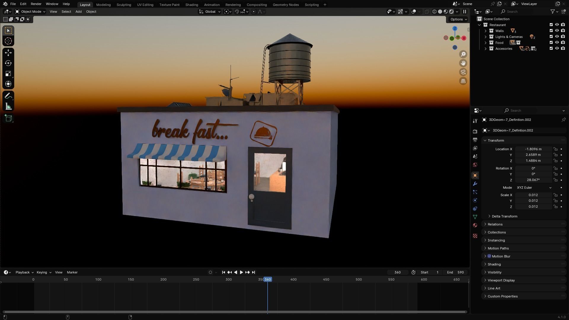 Restaurant coffee shop 3D model_4