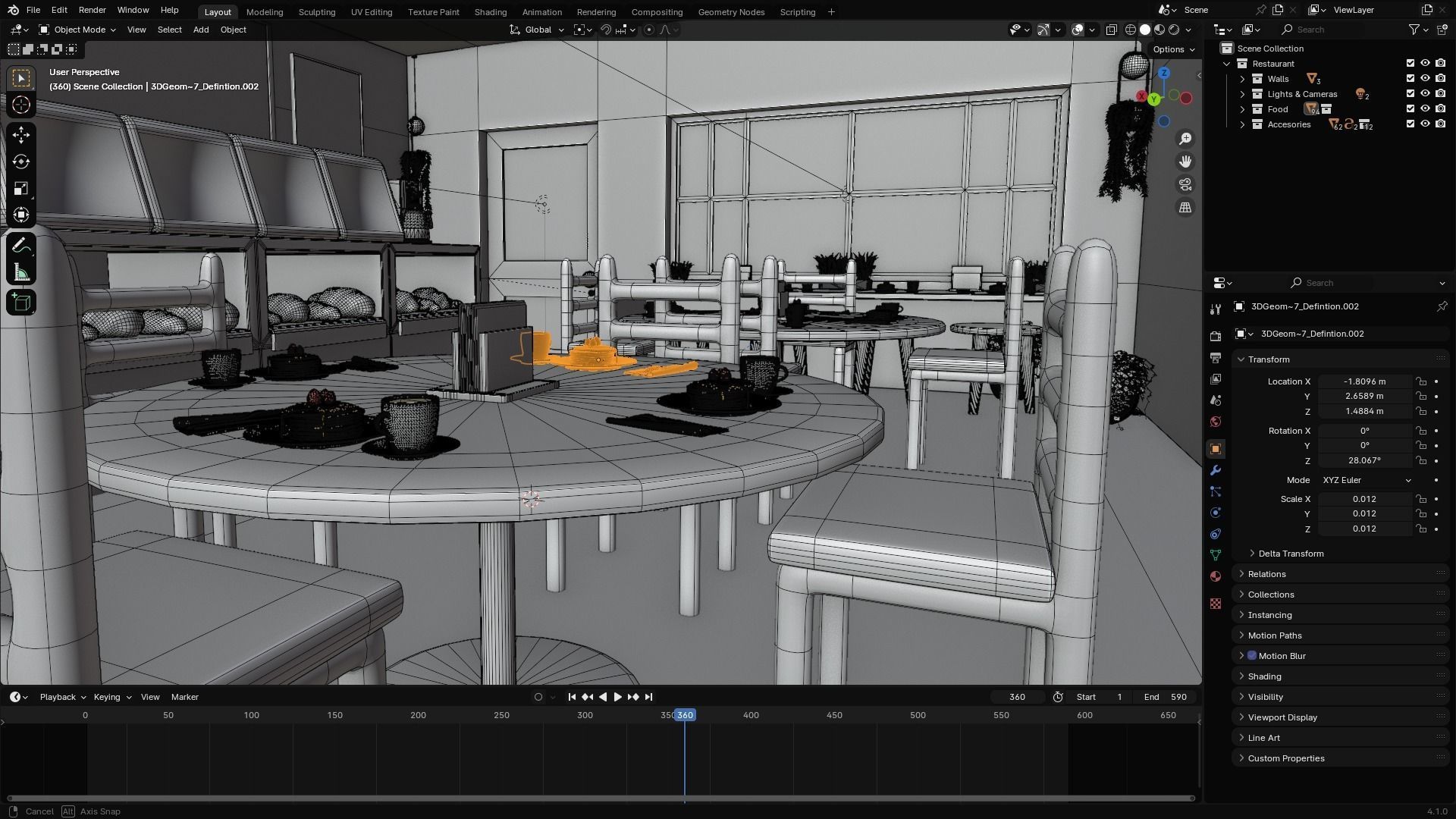 Restaurant coffee shop 3D model_11