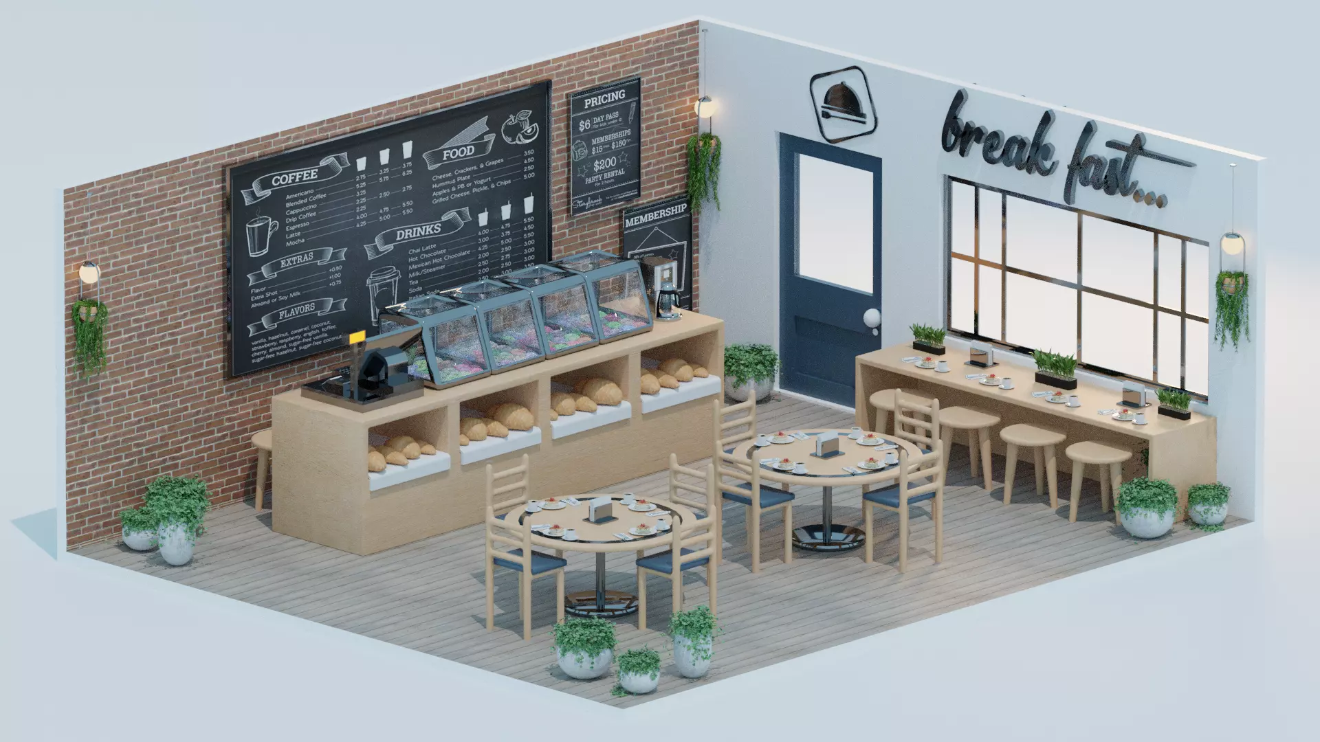 Restaurant coffee shop 3D model_0