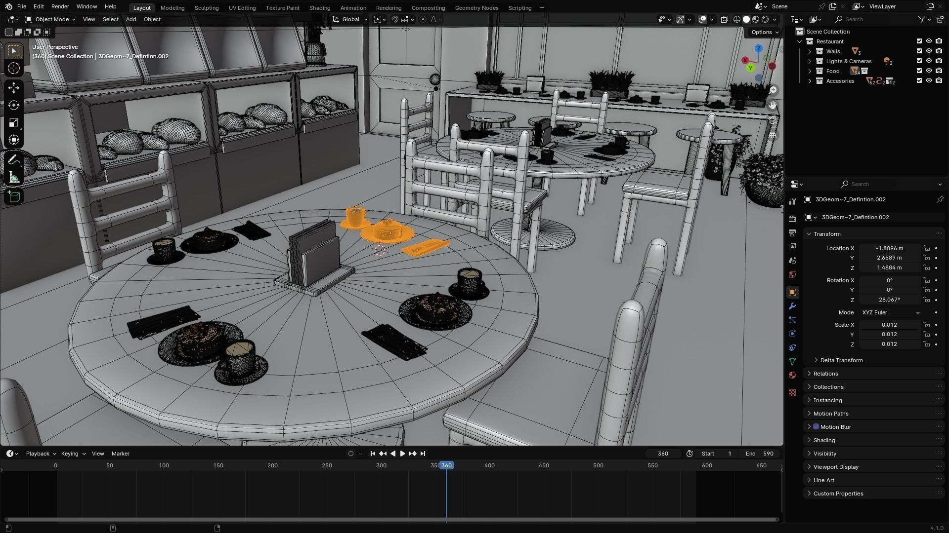 Restaurant coffee shop 3D model_9