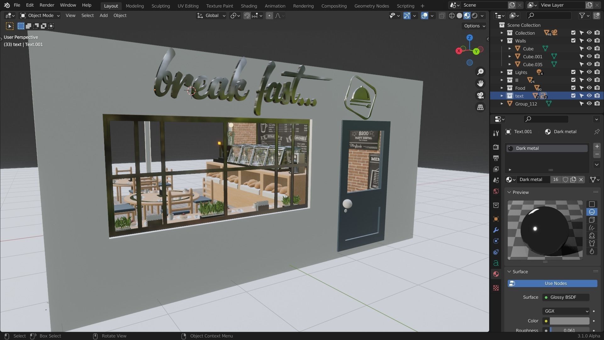Restaurant coffee shop 3D model_12