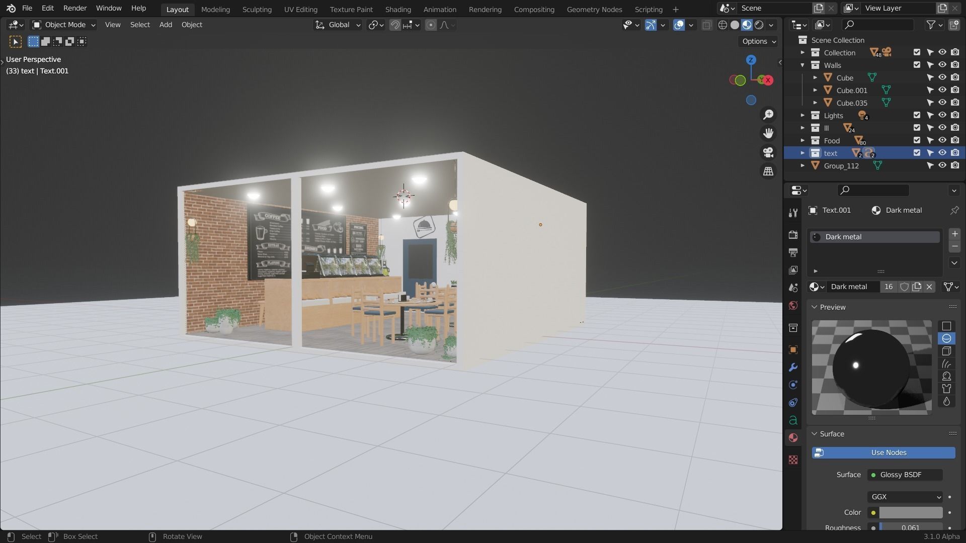 Restaurant coffee shop 3D model_13