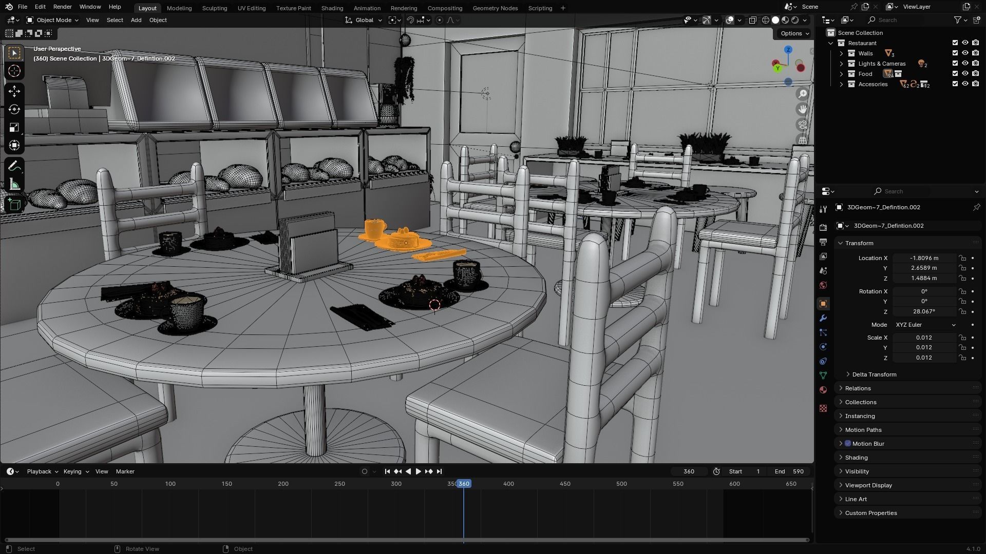 Restaurant coffee shop 3D model_10