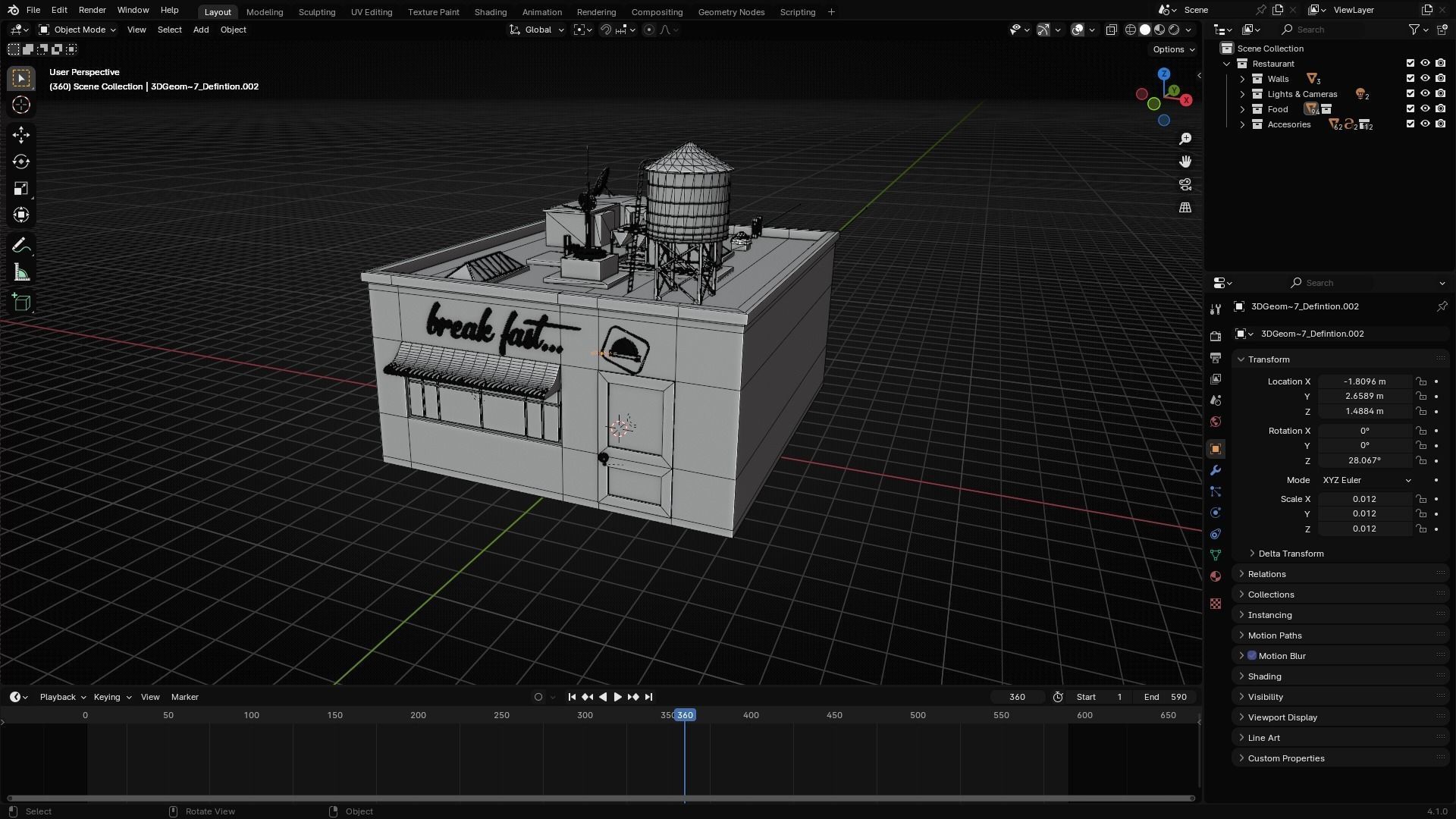 Restaurant coffee shop 3D model_8