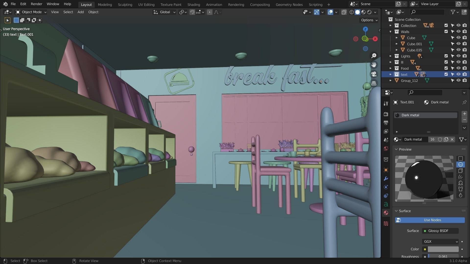 Restaurant coffee shop 3D model_15