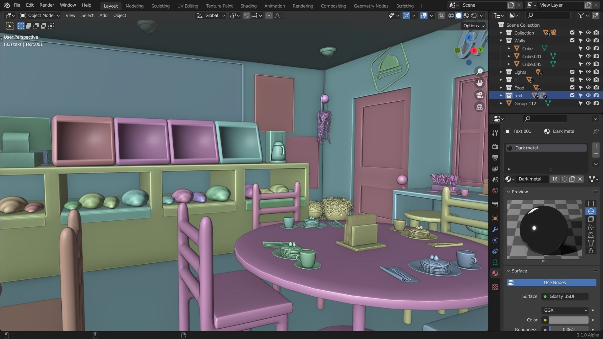 Restaurant coffee shop 3D model_14