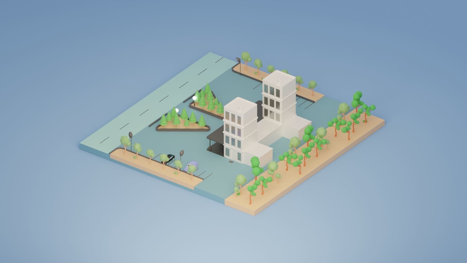 Isometric Hospital Low-poly 3D model_6