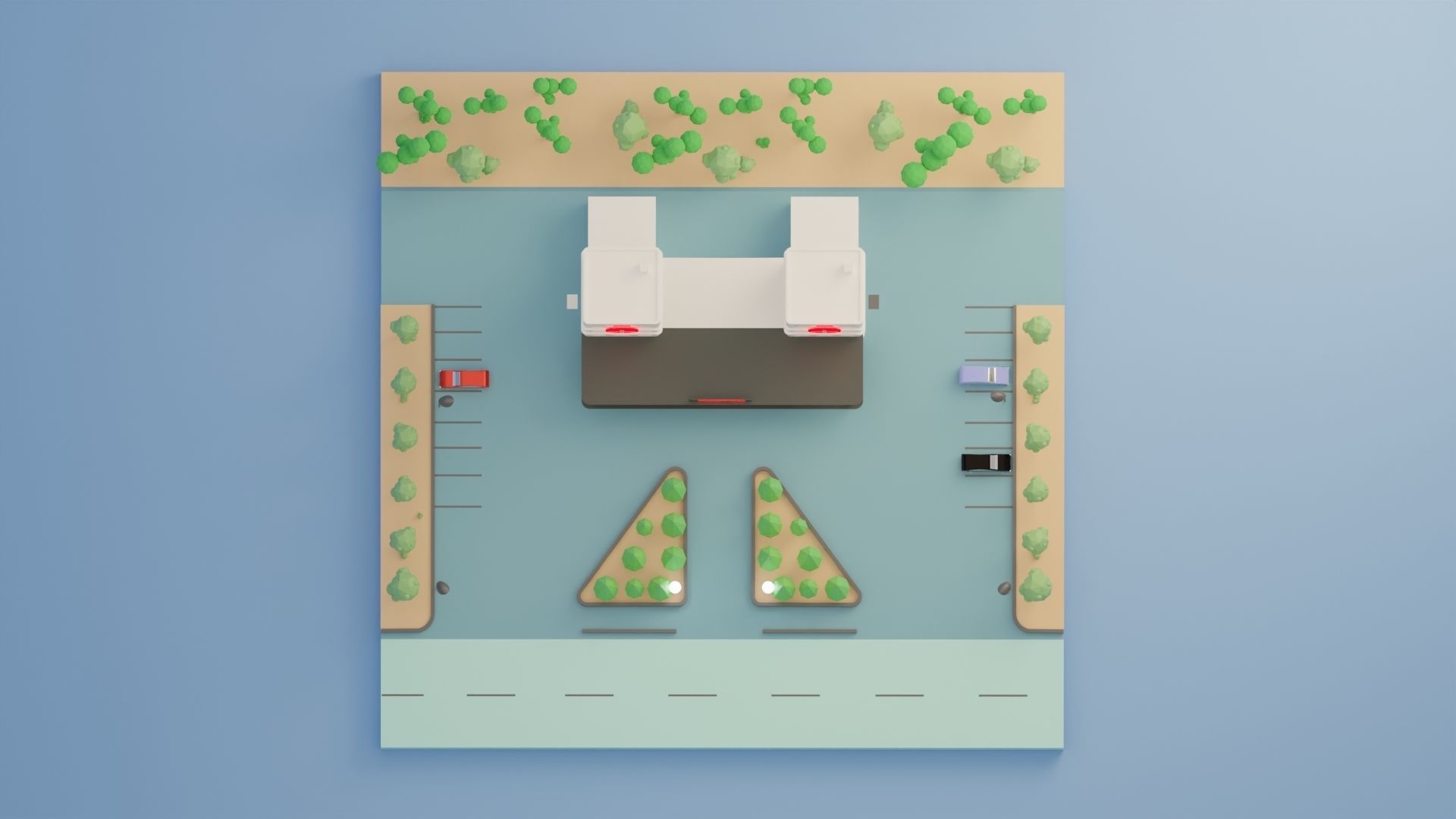 Isometric Hospital Low-poly 3D model_8