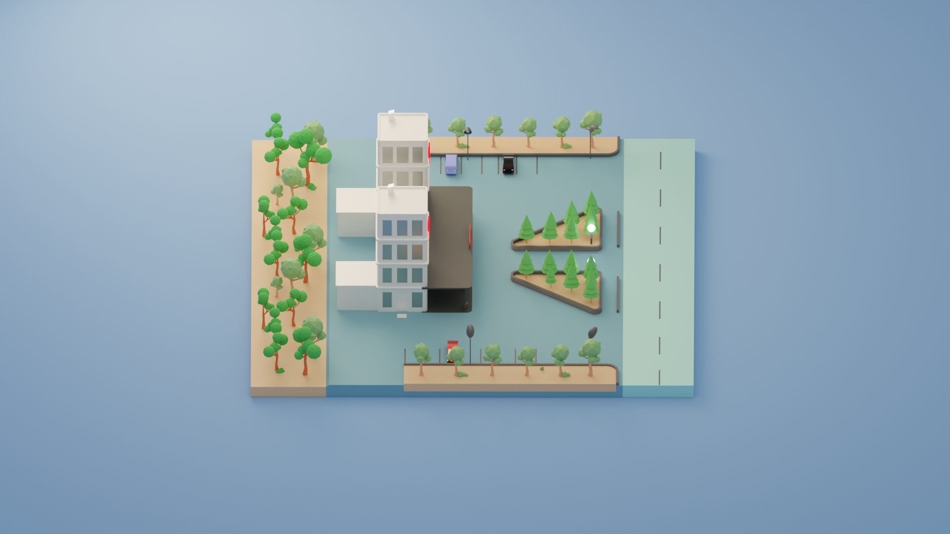 Isometric Hospital Low-poly 3D model_3