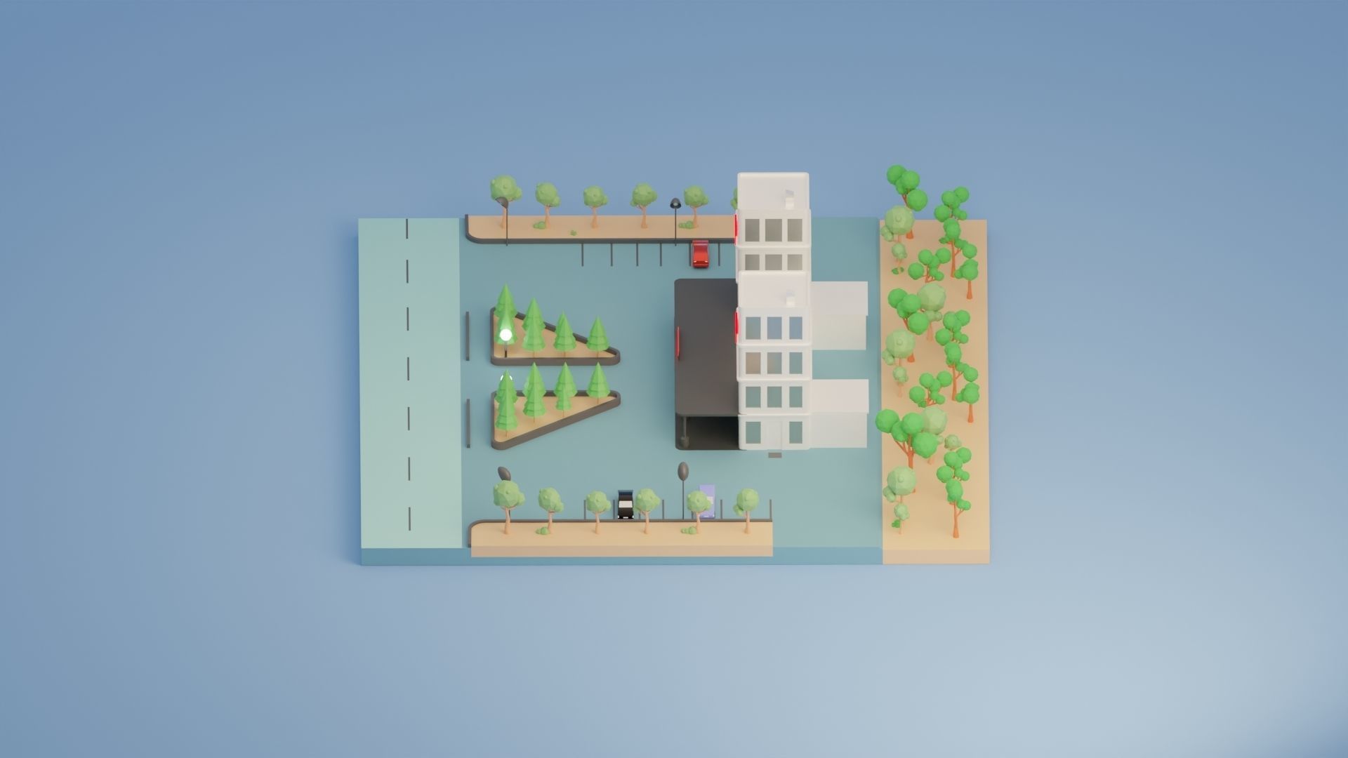 Isometric Hospital Low-poly 3D model_7