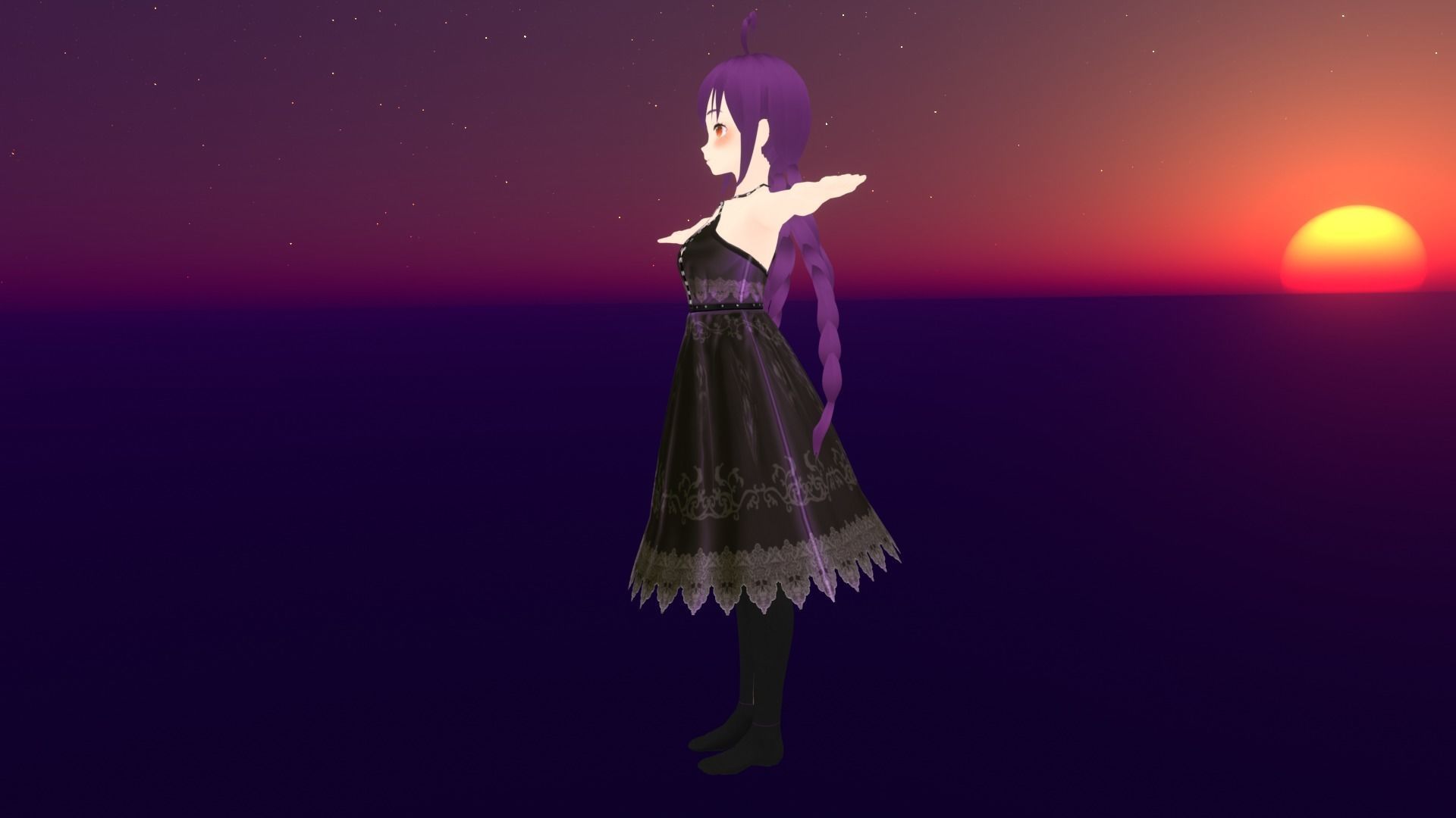 cute anime girl character - Misumi Low-poly 3D model_5