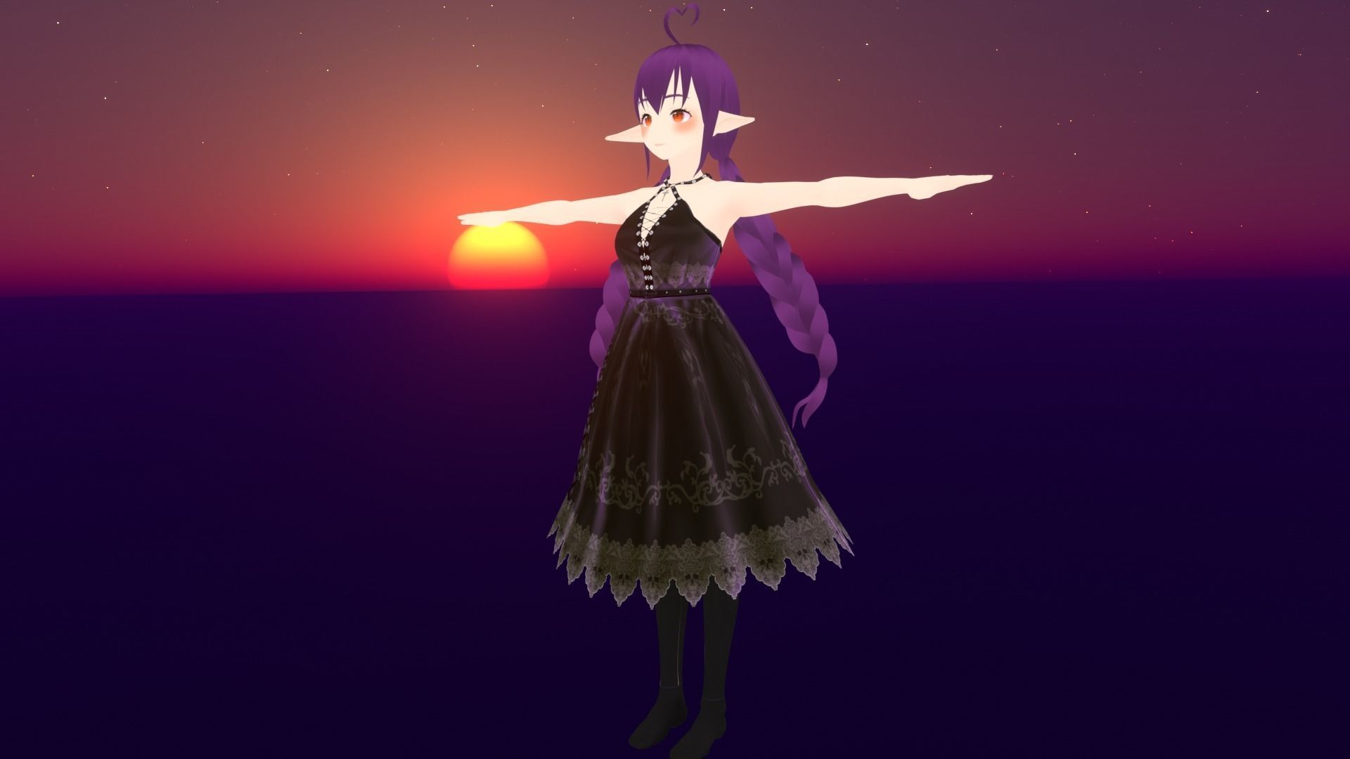 cute anime girl character - Misumi Low-poly 3D model_3