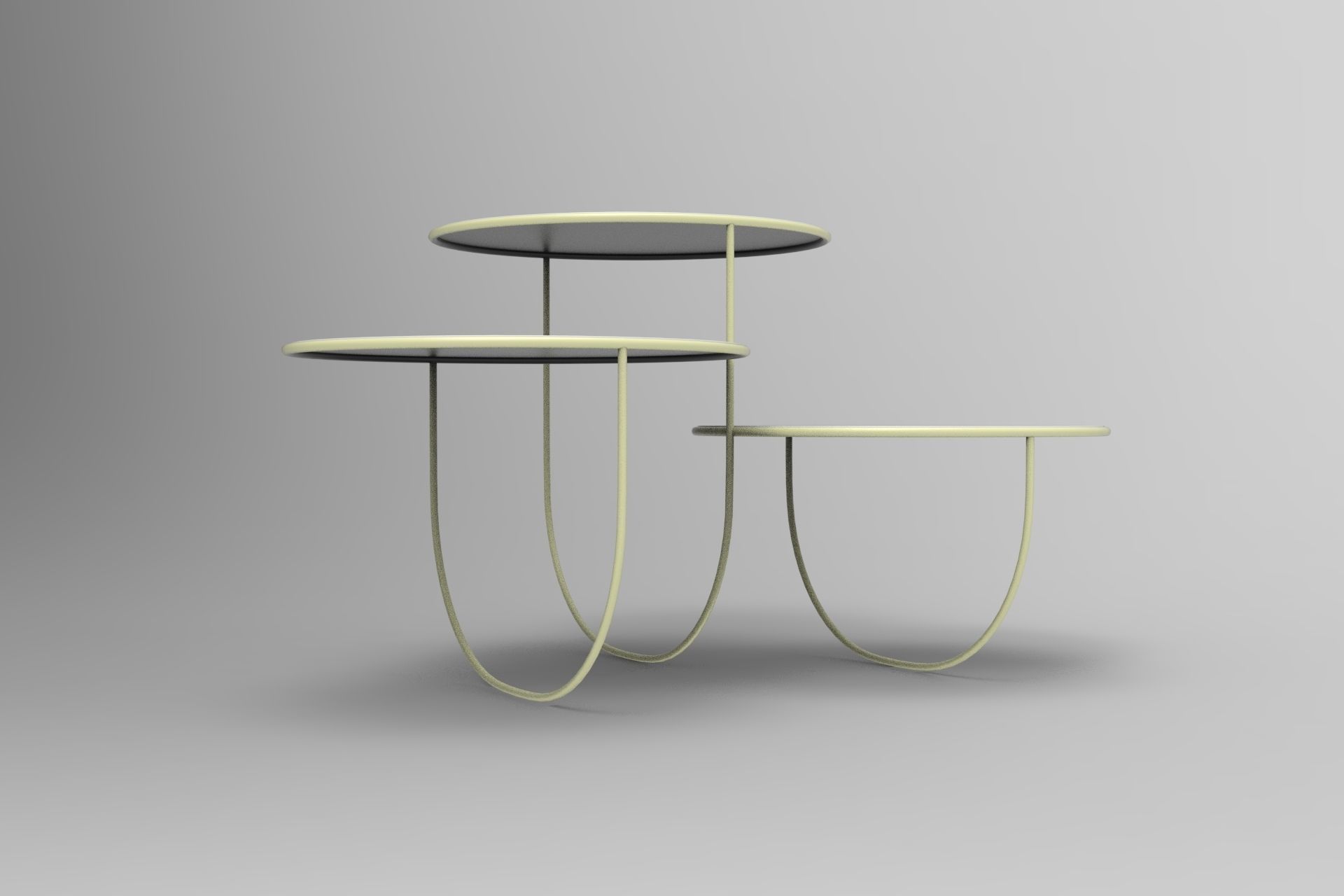Trio Coffee Table Low-poly 3D model_3