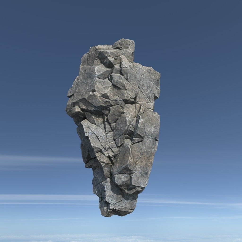 Low poly Gray Floating Island Rock Pack 211205 Low-poly 3D model_7