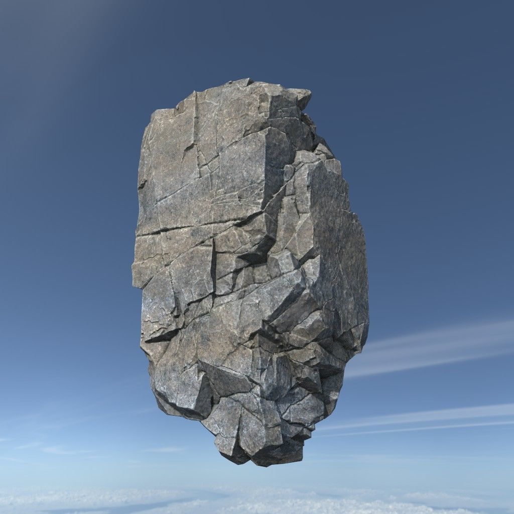 Low poly Gray Floating Island Rock Pack 211205 Low-poly 3D model_5