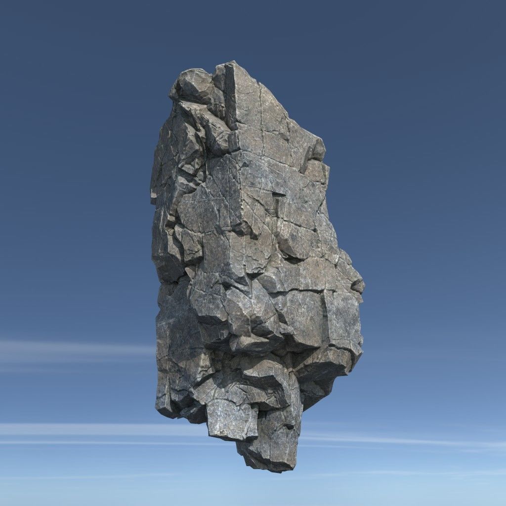 Low poly Gray Floating Island Rock Pack 211205 Low-poly 3D model_1