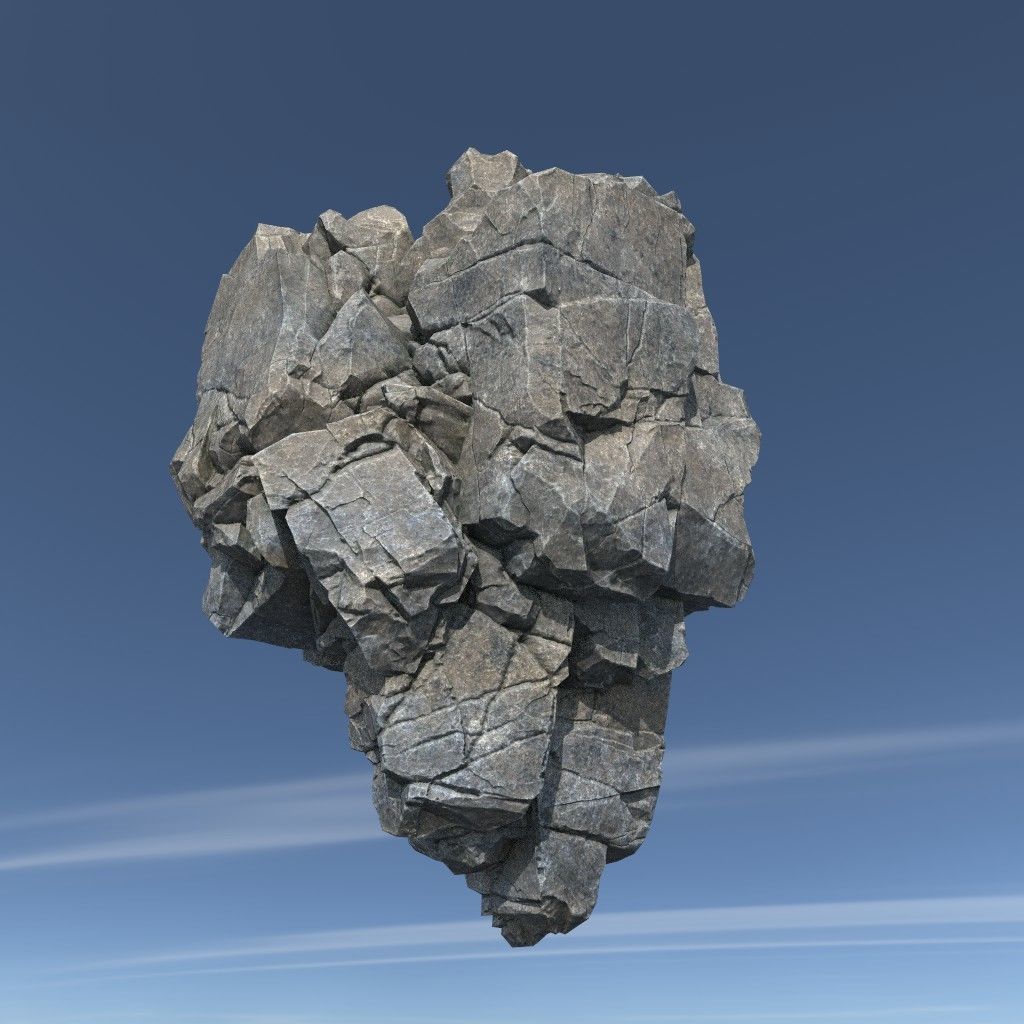 Low poly Gray Floating Island Rock Pack 211205 Low-poly 3D model_11