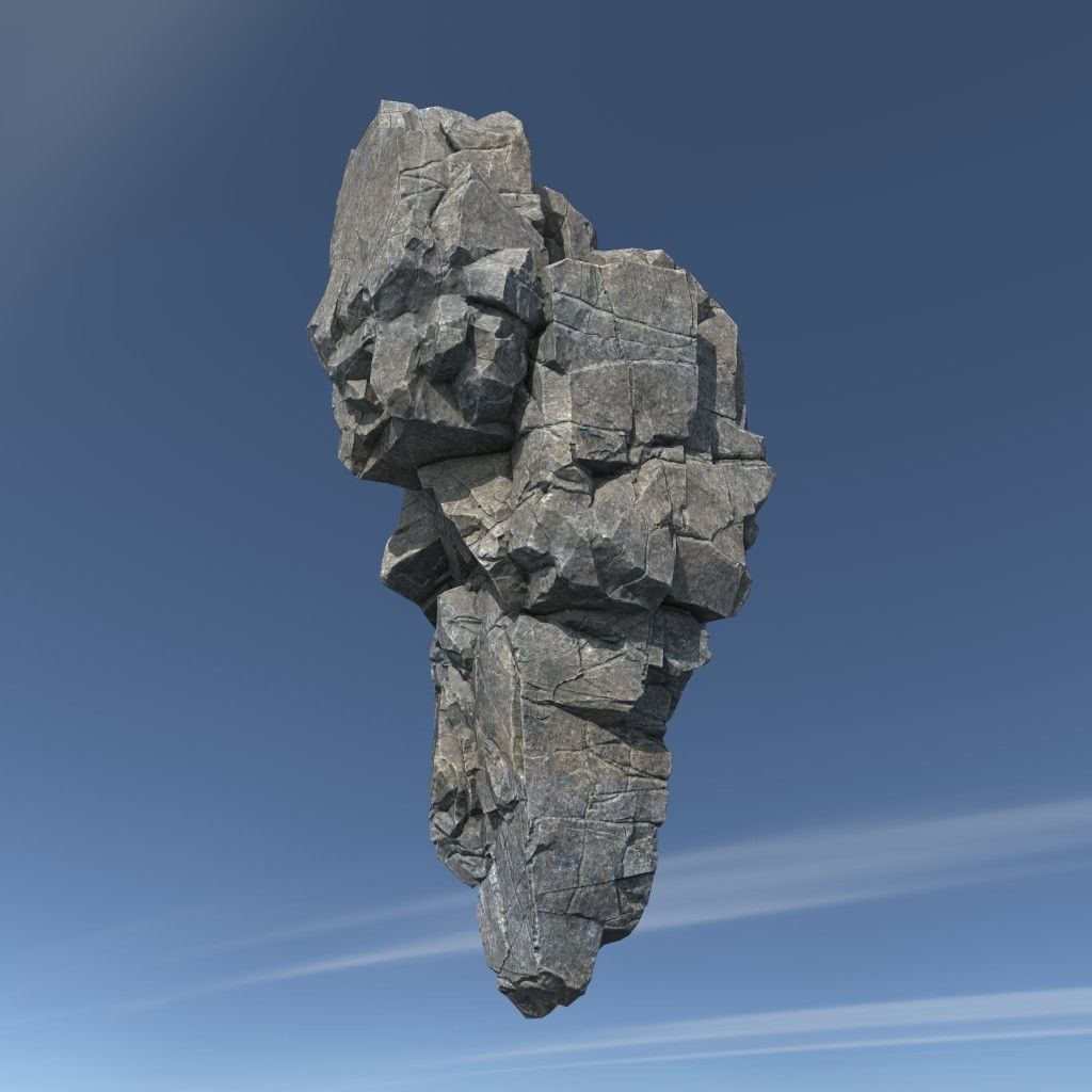 Low poly Gray Floating Island Rock Pack 211205 Low-poly 3D model_13