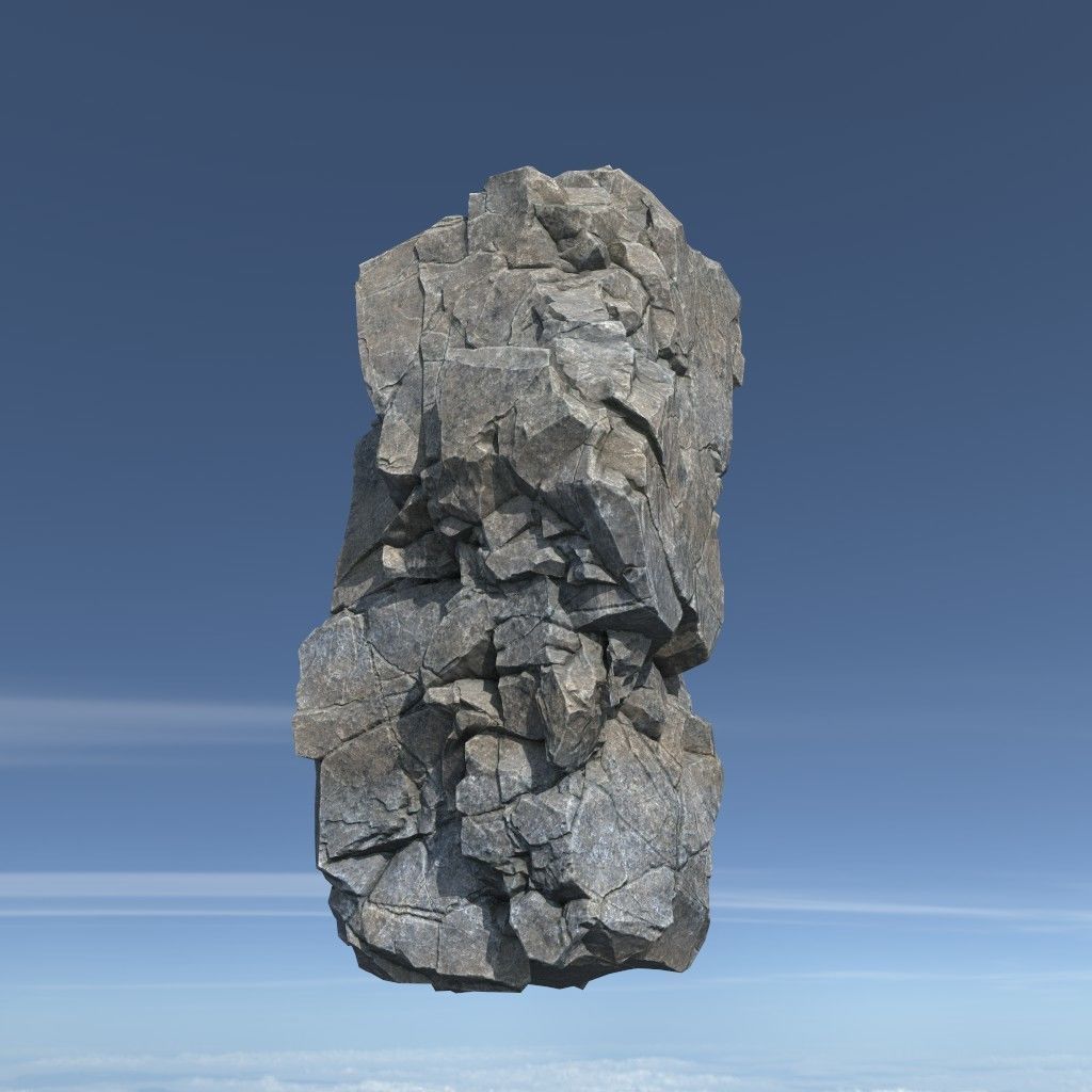 Low poly Gray Floating Island Rock Pack 211205 Low-poly 3D model_15