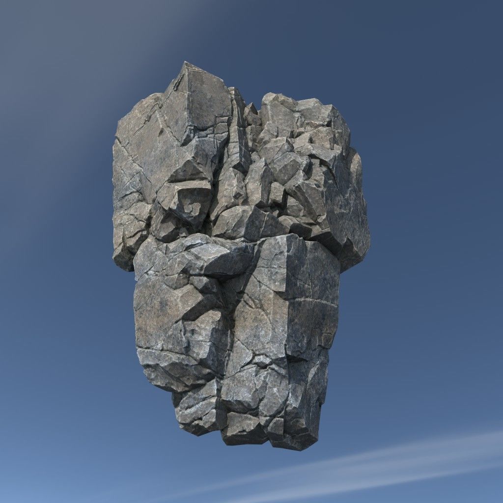 Low poly Gray Floating Island Rock Pack 211205 Low-poly 3D model_17