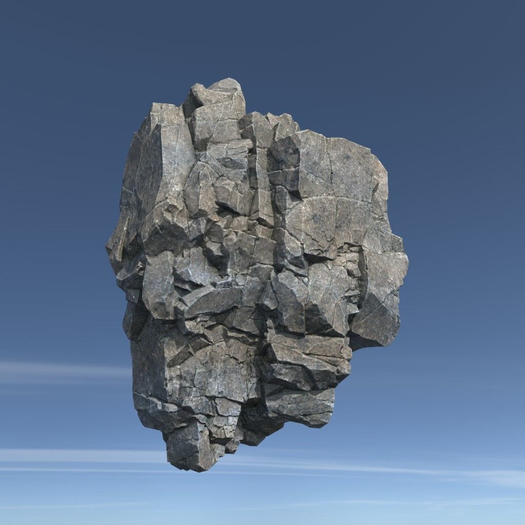 Low poly Gray Floating Island Rock Pack 211205 Low-poly 3D model_9