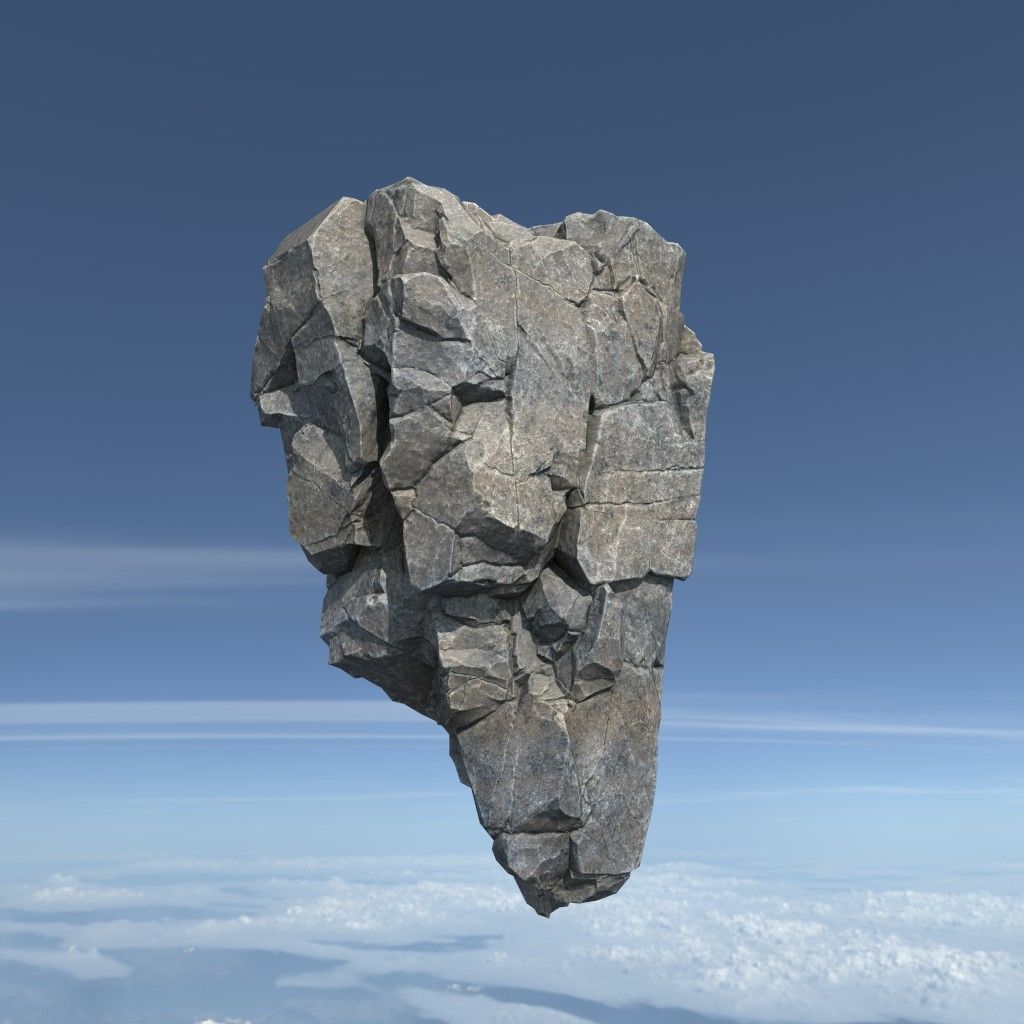 Low poly Gray Floating Island Rock Pack 211205 Low-poly 3D model_3