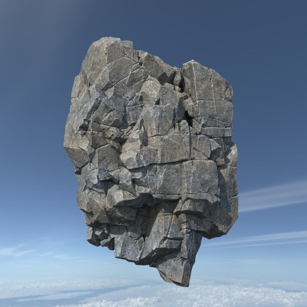 Low poly Gray Floating Island Rock Pack 211205 Low-poly 3D model_19