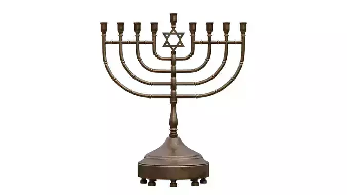 Chanukiah menorah Low-poly 3D model