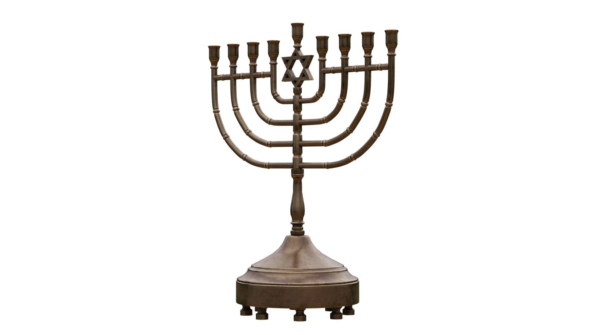 Chanukiah menorah Low-poly 3D model_4