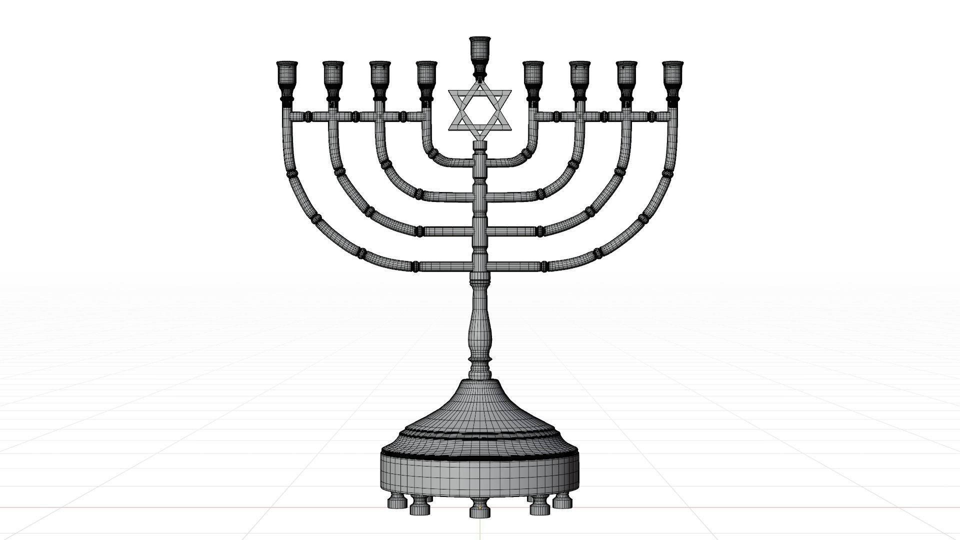 Chanukiah menorah Low-poly 3D model_5
