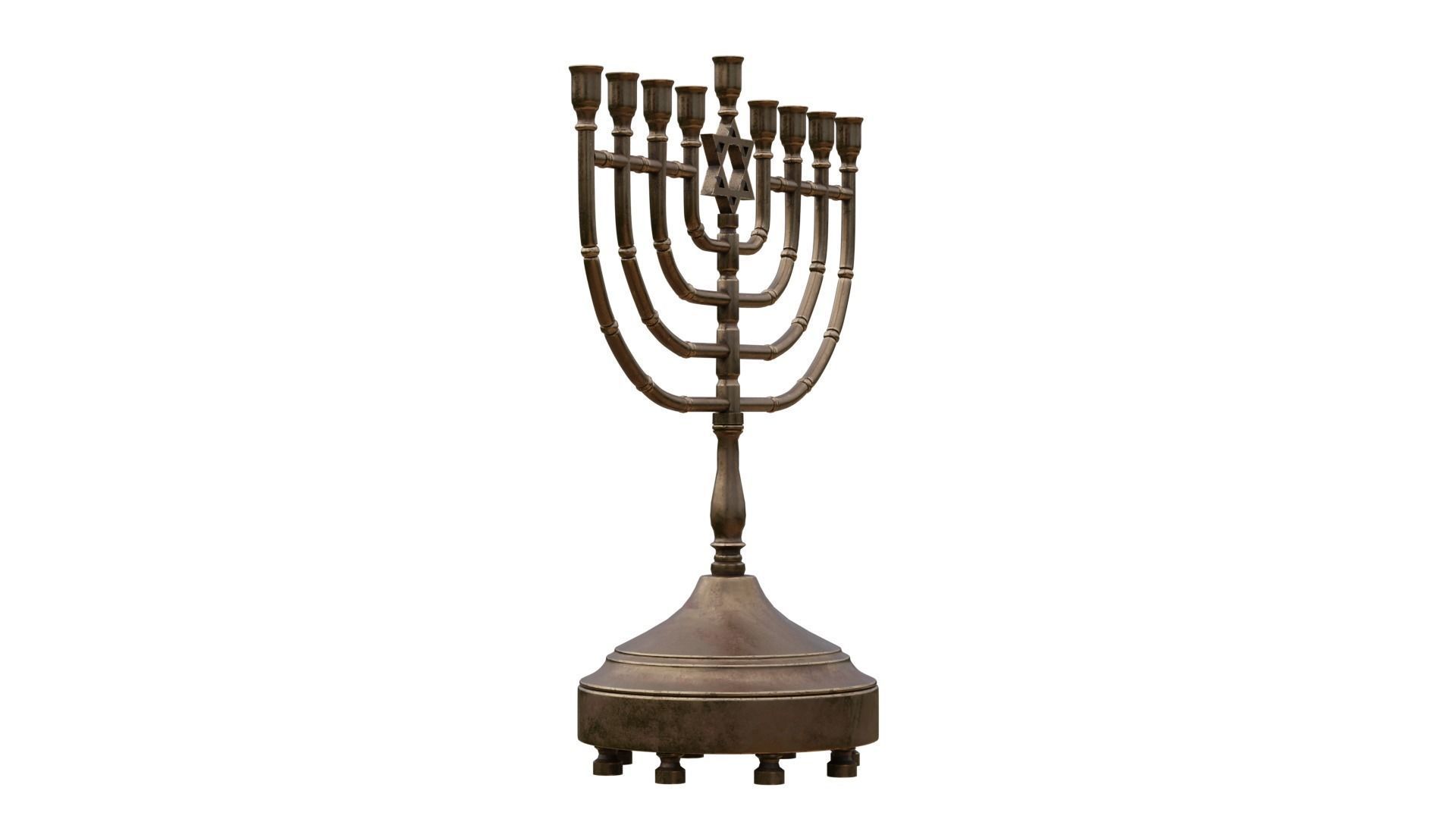 Chanukiah menorah Low-poly 3D model_2
