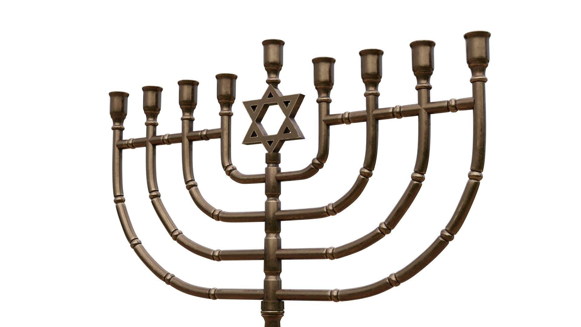 Chanukiah menorah Low-poly 3D model_1