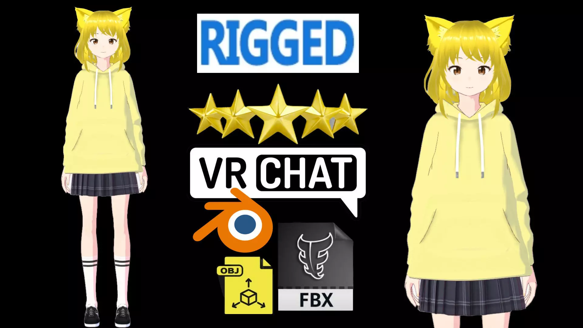 cute anime girl character - Mitsuo Low-poly 3D model_0