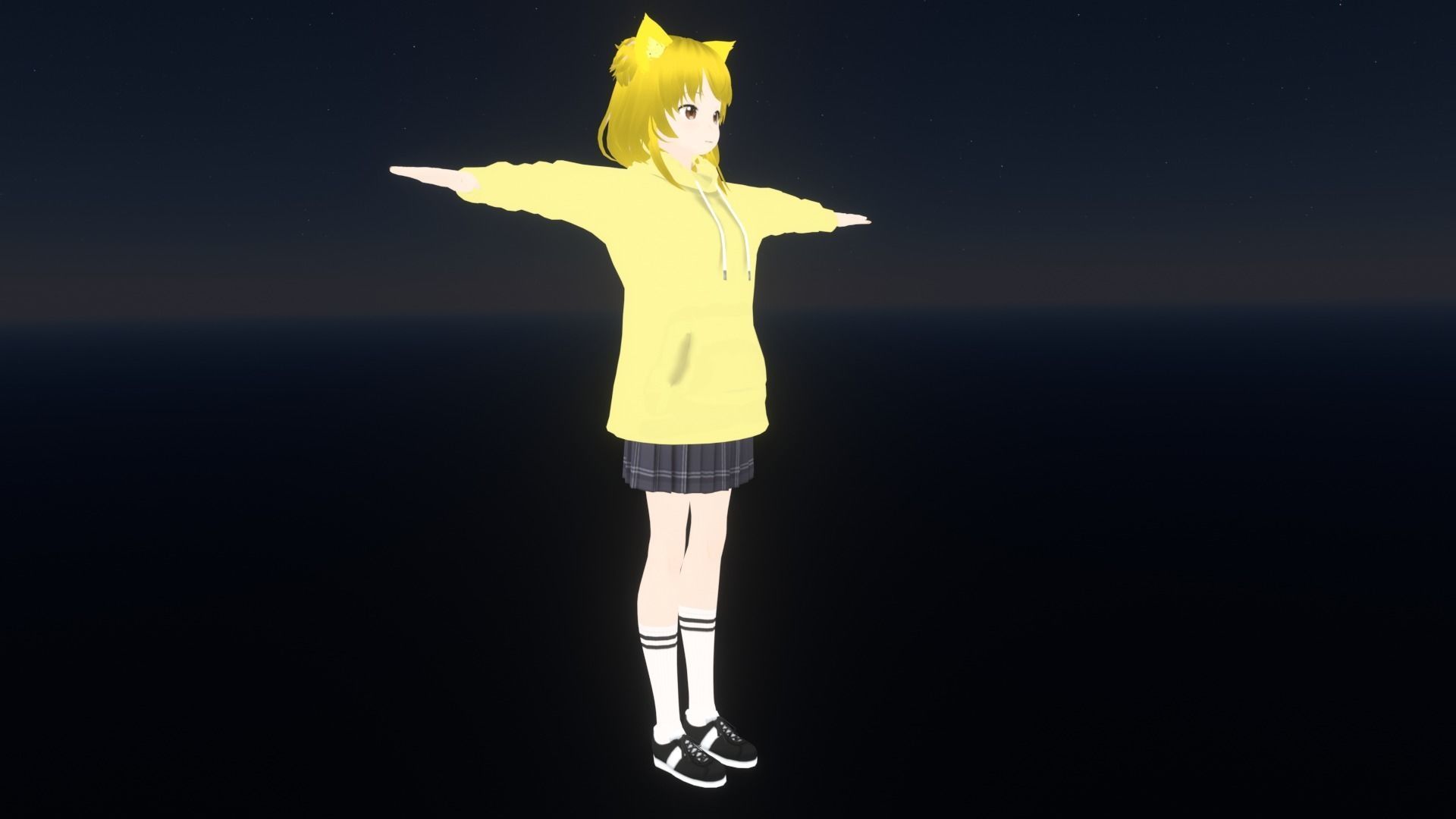 cute anime girl character - Mitsuo Low-poly 3D model_4
