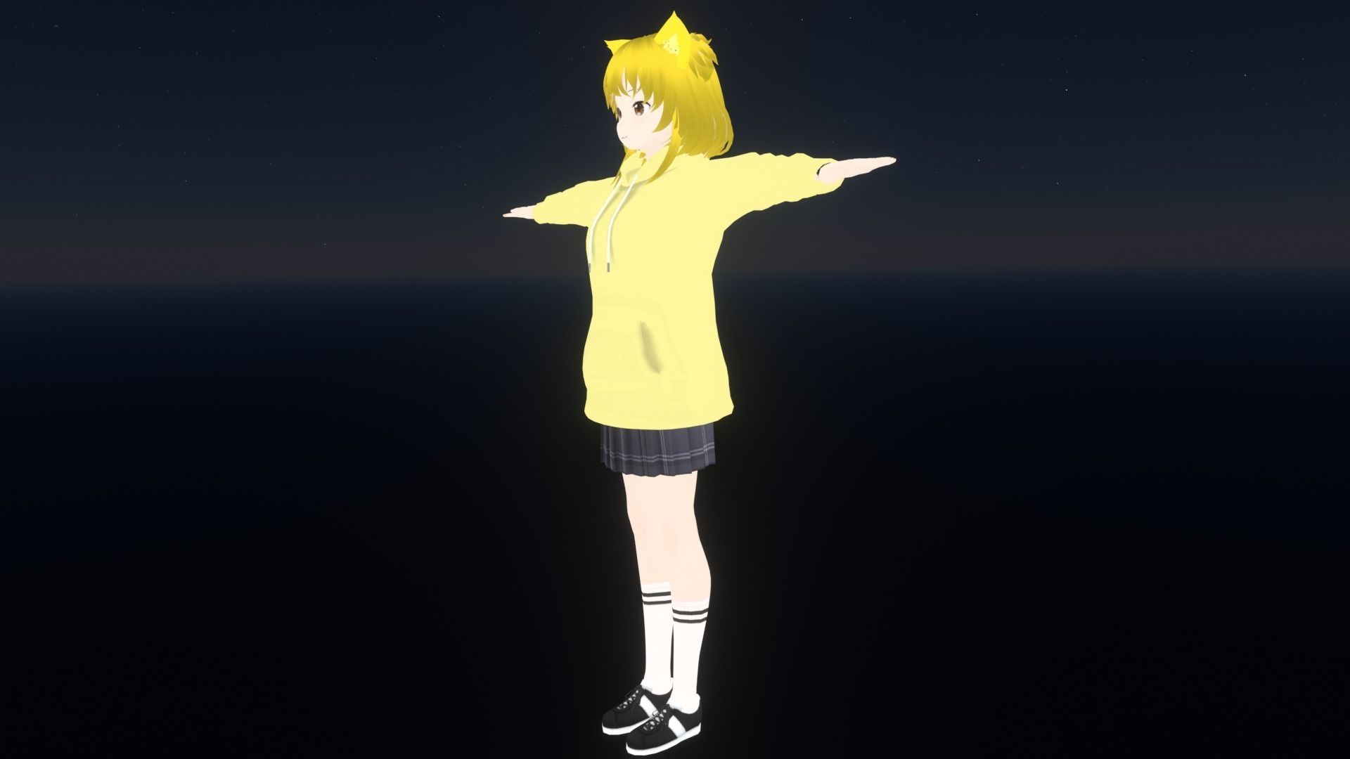 cute anime girl character - Mitsuo Low-poly 3D model_3