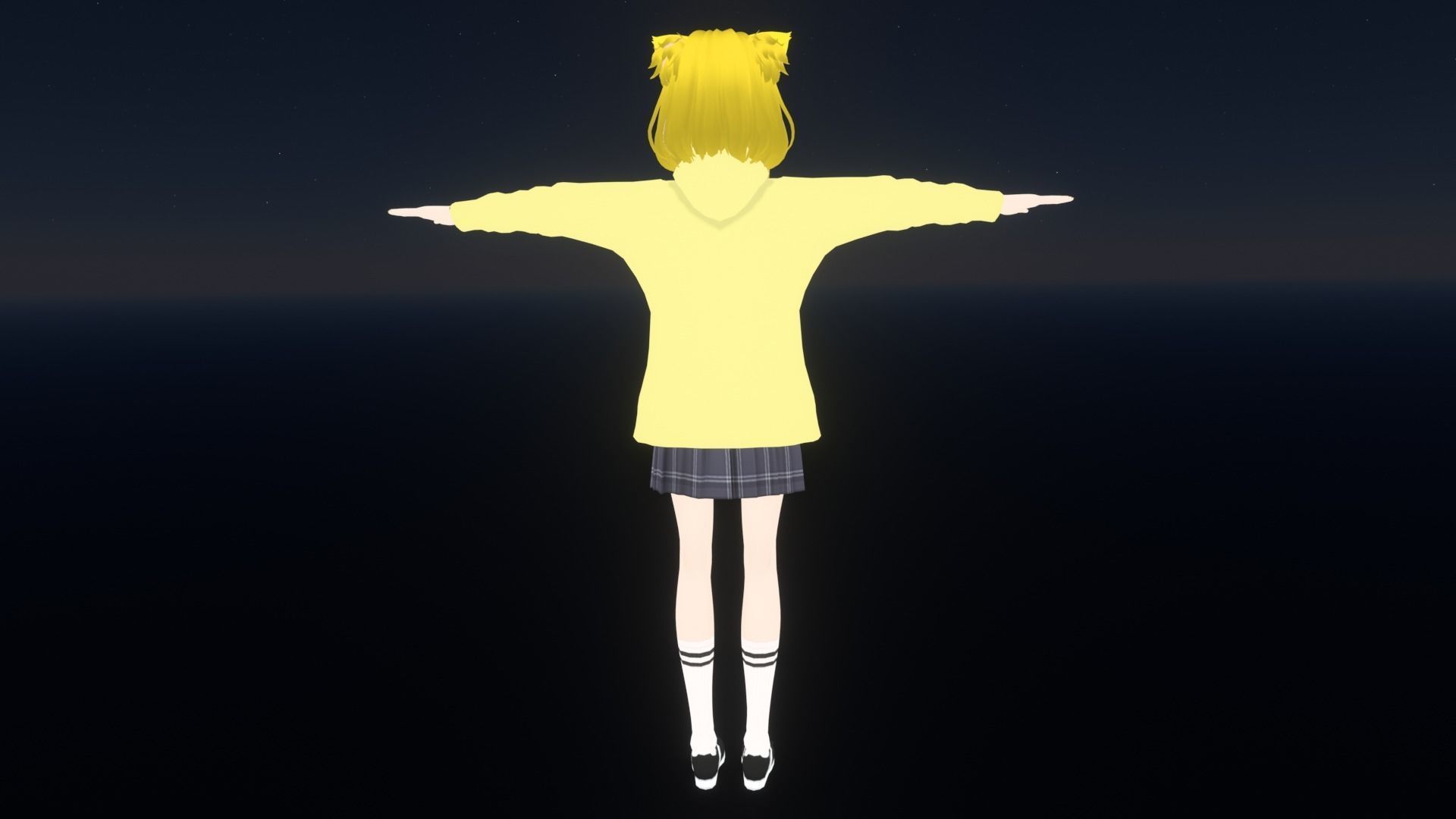 cute anime girl character - Mitsuo Low-poly 3D model_6