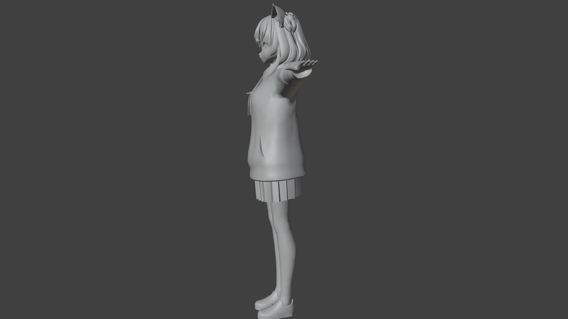 cute anime girl character - Mitsuo Low-poly 3D model_9