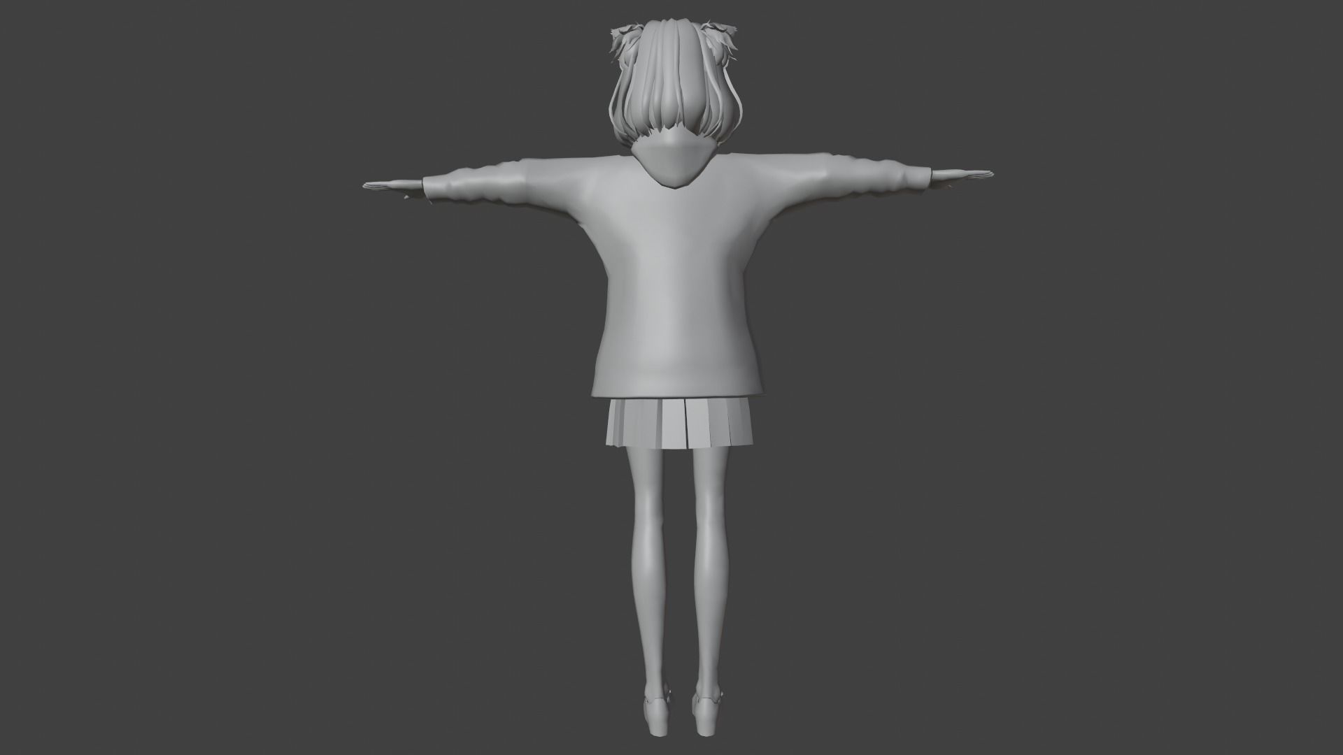 cute anime girl character - Mitsuo Low-poly 3D model_10