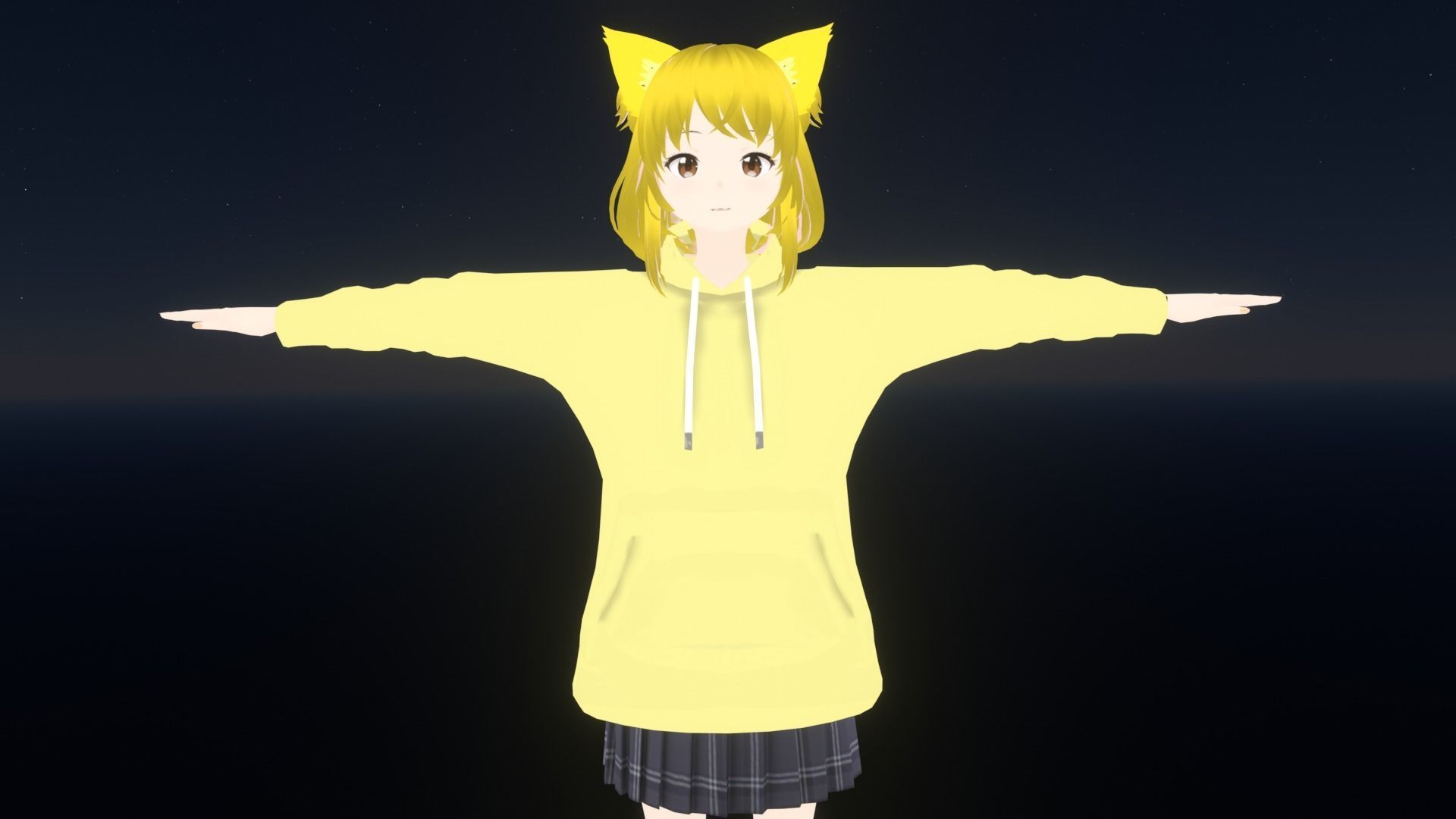 cute anime girl character - Mitsuo Low-poly 3D model_1