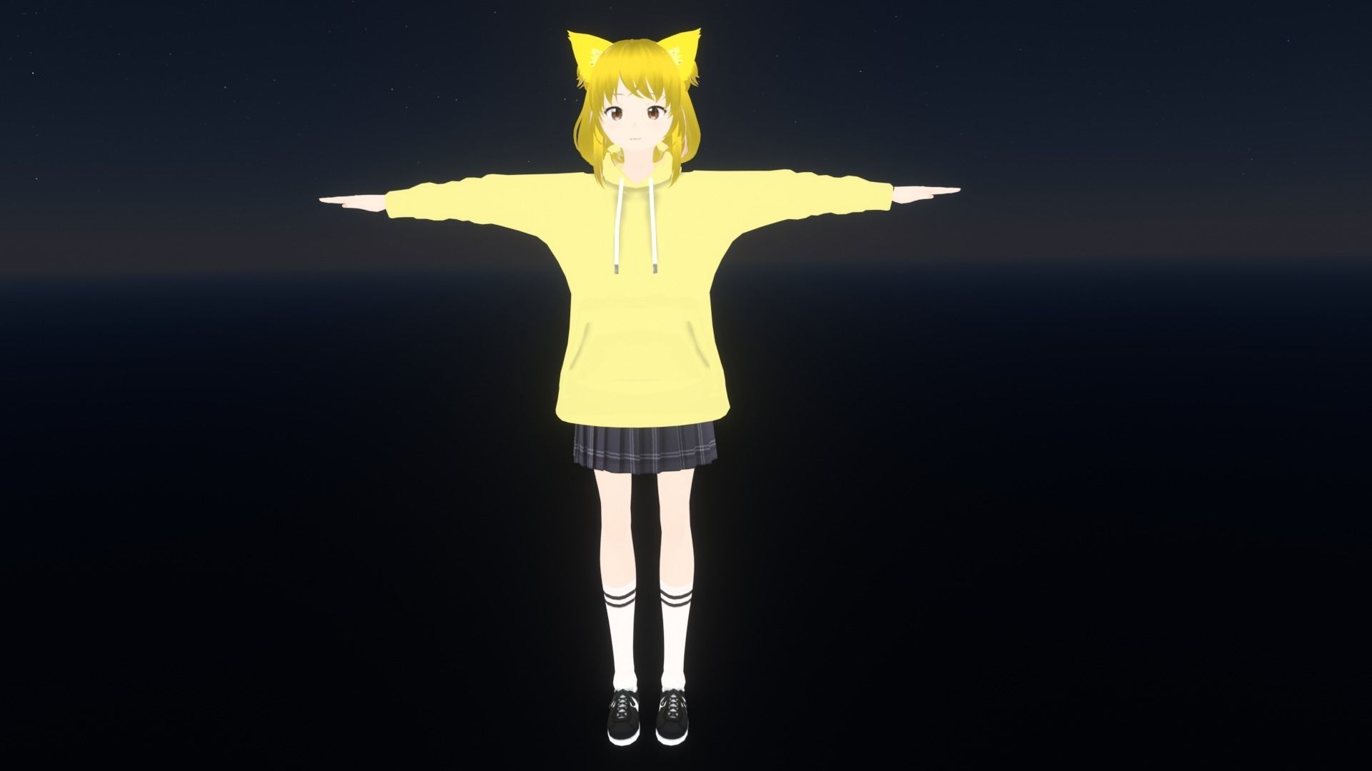 cute anime girl character - Mitsuo Low-poly 3D model_2