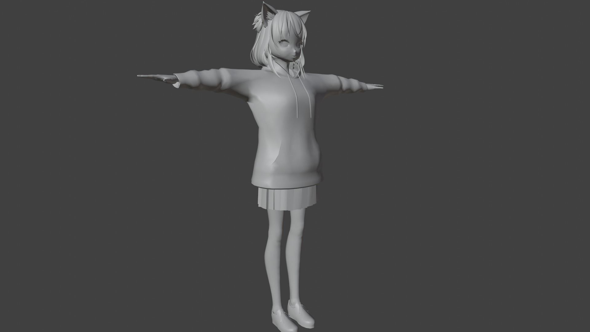 cute anime girl character - Mitsuo Low-poly 3D model_8